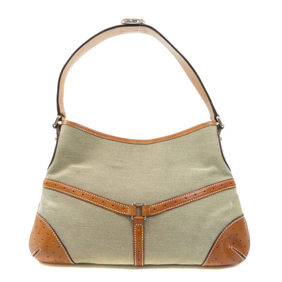 Gucci Logo Handbag Canvas Calf Leather - Picture 2 of 10